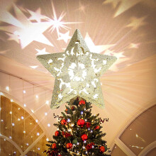 Étoile lumineuse LED Cowin dorée rotative pour sapin de Noël