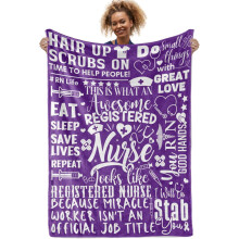 RN Throw Blanket for Women 50 x 65 Inches Purple