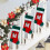 DAMAI kerstkousen van rood fluweel, 45 cm, met initialen 4