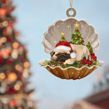 Ornamento natalizio con perle a forma di cane addormentato (1 pezzo)