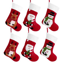 Chaussettes de Noël en feutrine rouge, 23 cm, lot de 6