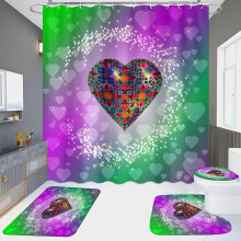 Valentine's Day Bathroom Set Shower Curtain Rug 4-Piece