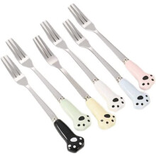 Cat Paw stål dessertgafler 3-tanns sett med 6 stk. 5,1 tommer