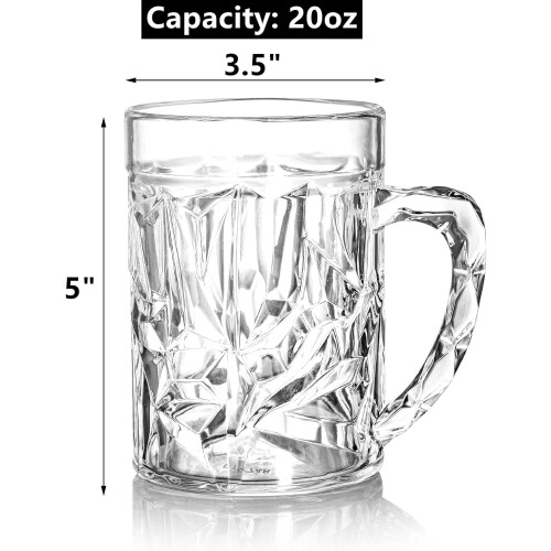 Plastic Beer Mugs with Handle 20 oz 6 Pack 1