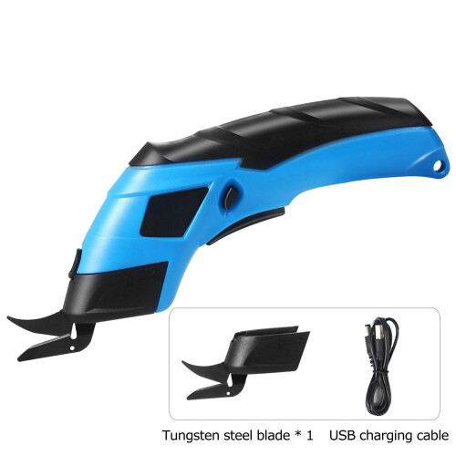 Cordless Electric Scissors Blue with 2 Blades 1