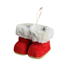 Christmas Hanging Ornaments Red Fabric Boots 6 pcs