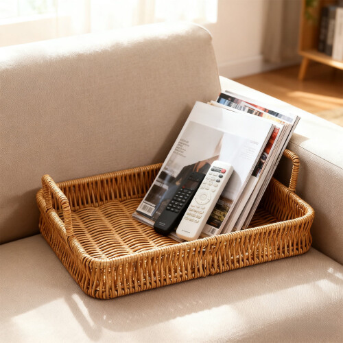 Woven Storage Basket with Handles for Home Office Bathroom 1