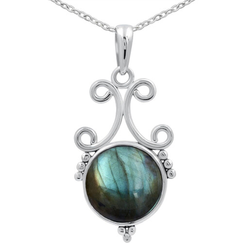 Labradorite pendant necklace in sterling silver 5.45 ct