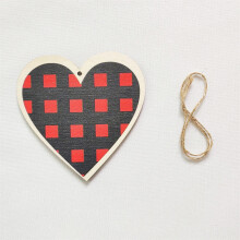 Christmas ornaments wooden black red classic 6 pcs