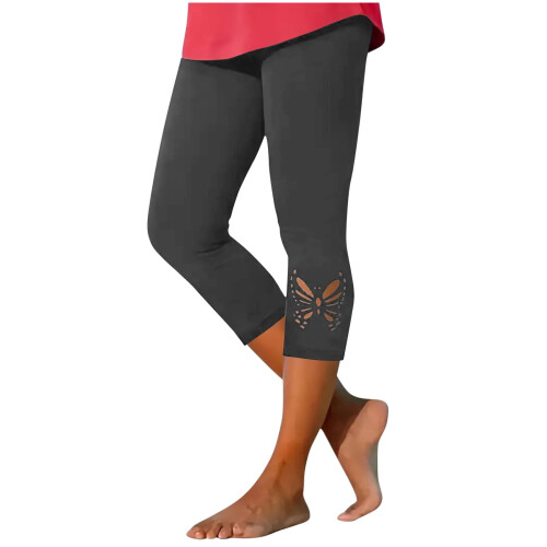 Women's Solid Yoga Pants Butterfly Laser-Cut Floral 1