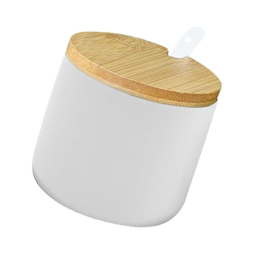 Ceramic condiment cup with lid white 1 piece