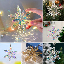 Crystal snowflake ornament clear faceted 1 piece
