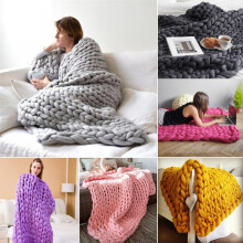 Knitted Throw Blanket for Sofa Chunky Handmade 150x200cm