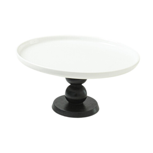 Kagefad med fod, keramisk rund, 20 cm sort base 1