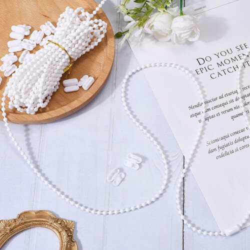 Cadena de plástico blanco con cuentas para estores enrollables, 10 m 2
