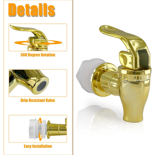 Gold Push-Style Spigot for Beverage Dispenser 3 pcs 1