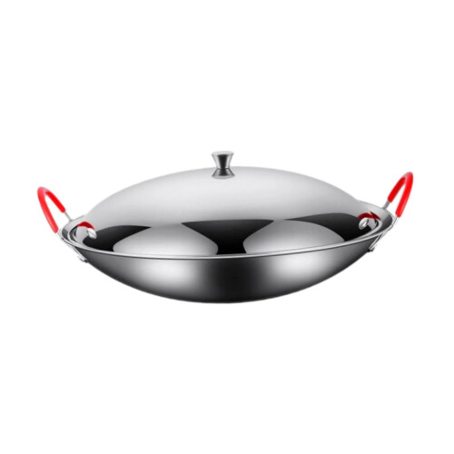 Stainless Steel Wok Pan with Lid 10 Inch Double Handle 2