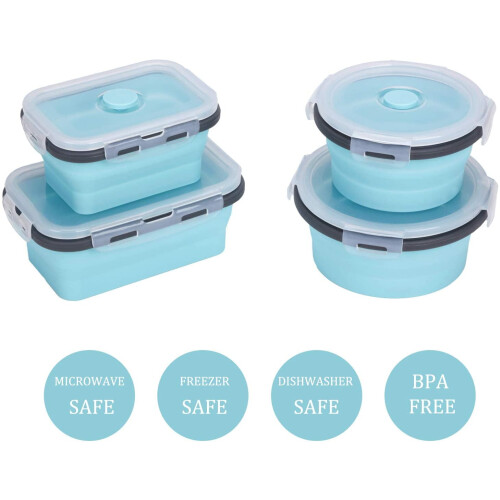 Set de 4 recipiente etanșe din silicon pentru depozitarea alimentelor 1