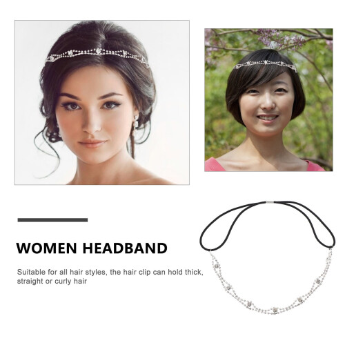 Fasce per capelli da donna con perline e strass, elastiche, 2 pezzi 1