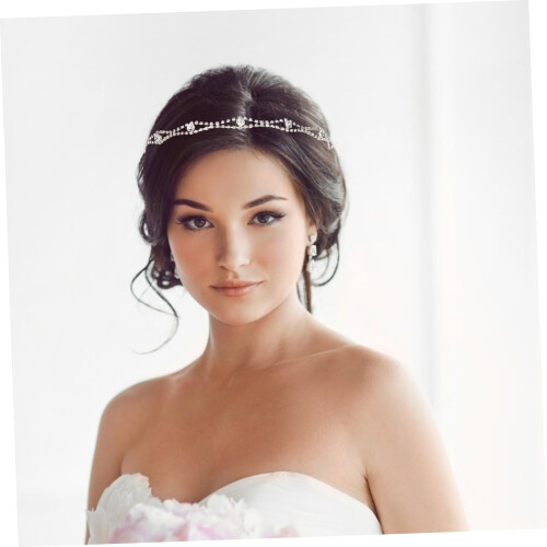 Fasce per capelli da donna con perline e strass, elastiche, 2 pezzi 2