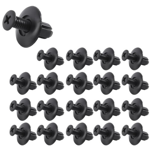 20 Pcs 8mm Hole Push in Expanding Screw Panel Clips Plastic Rivet Black
