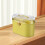 Boîte de rangement avec couvercle et poignée, deux compartiments, jaune 7