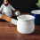 Enamel milk pan white with wooden handle 1 piece 2