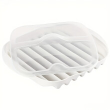 (White) Bacon Cooking Tray with Lid - Perfect for Bacon, Pizza, and Sauces. Ensures Even Heating, Easy to Clean, Space-Saving -