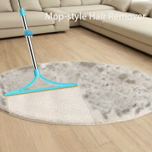 (Blue) Pet Hair Removal Carpet Rake, Reusable Cat and Dog Deshedding Tool with 54.7-inch (139cm) Long Handle, 30cm/11.81in