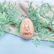 (Male Rabbit) 1pcs Custom Engraved Wooden Easter Egg Featuring a Bunny Design, Perfect for Filling Easter Baskets, Spring Home
