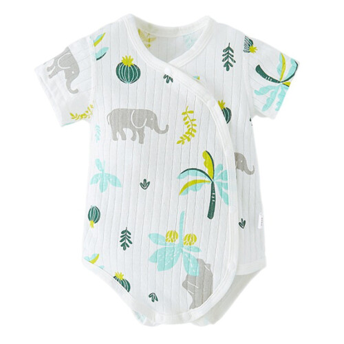 Baby Side Snap Romper Cotton Short Sleeve Graphic Print 1