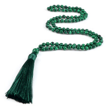 Malachite Beads Necklace Natural Blue Green Stone 108 Beads