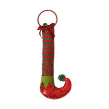 Christmas elf legs ornament red green knitted stripe
