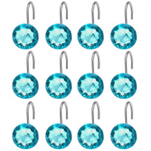 Crochets de rideau de douche en acier inoxydable avec strass (12 pièces)