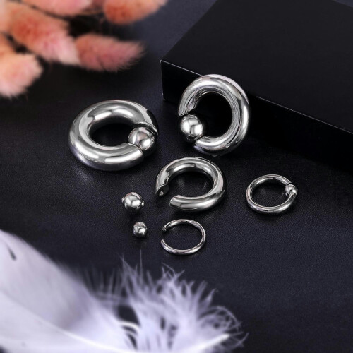Surgical Steel Captive Bead Nose Ring Silver 0G 8mm 2