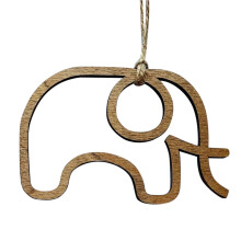 Wooden Elephant Pendant Ornament Hollow Design 1pc