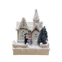 6-inch resin Christmas village houses with warm white LED
