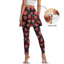 Rose Love Red Women's High-Waist Skort and Leggings Set