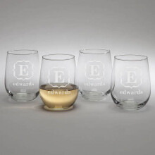 Personalized Family Name Stemless Wine Glasses Set of 4
