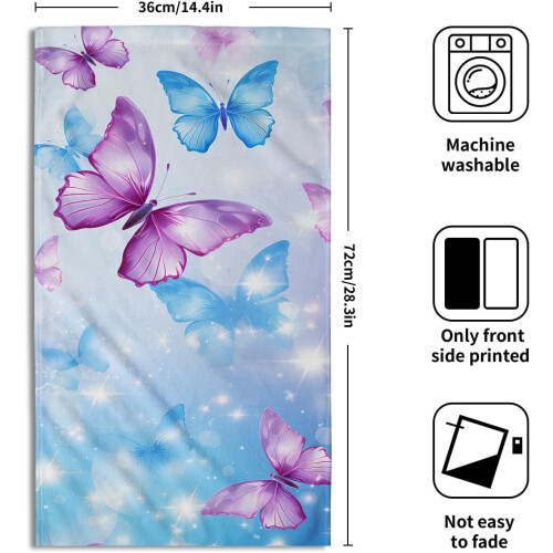 Butterfly Hand Towels Purple Blue 2 Pack 1