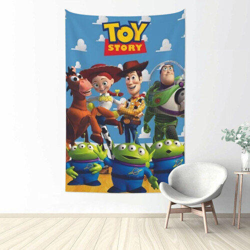Ταπισερί τοίχου Toy Story, αδιάβροχη πολυεστερική κάθετη διακόσμηση για υπνοδωμάτιο,