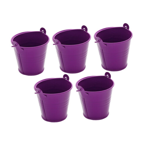 Galvanized Metal Ice Bucket with Handle Purple 5 Pcs 2