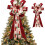 Christmas tree topper buffalo plaid bow red black burlap 1