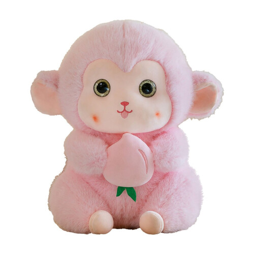 Peach Monkey Plush Doll Pendant 8.7 Inches Pink 1