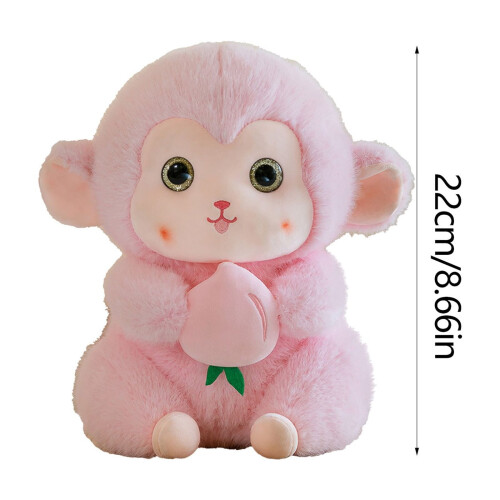 Peach Monkey Plush Doll Pendant 8.7 Inches Pink 2