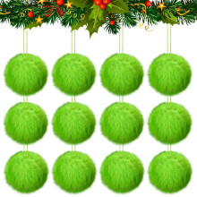 Green Velvet Flocked Christmas Balls 12 pcs