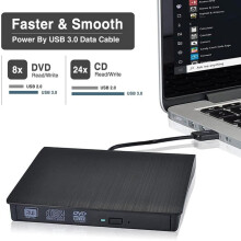 Externes CD/DVD-Laufwerk USB 3.0, tragbares optisches Laufwerk, kompatibel mit Windows 10/11, Mac, MacBook Pro/Air, iMac, Schwarz