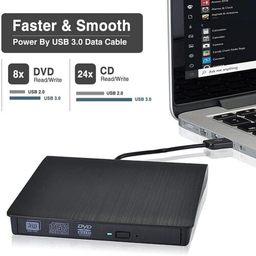 Εξωτερική μονάδα CD DVD USB3.0 Φορητή οπτική μονάδα συμβατή με Windows 10/11, Mac, MacBook Pro/Air, iMac,