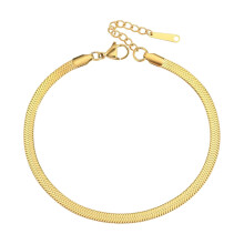 Tobillera de acero inoxidable para mujer, chapada en oro al vacío de 4 mm.