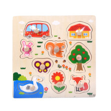 Puzzle en bois Happy Farm pour tout-petits, 9 pièces